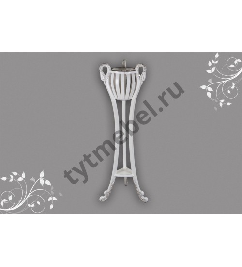 HK-742. Подставка для цветов (массив красного дерева) WHITE GLAZE, цвет: белый глянцевый, 40*40(130) см